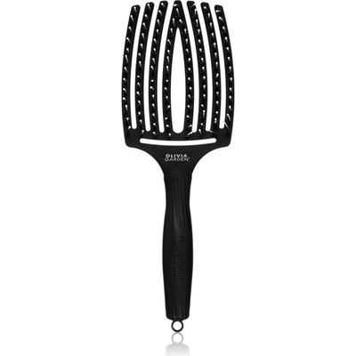 Olivia Garden Fingerbrush Combo голяма плоска четка с влакна от найлон и глиган Large