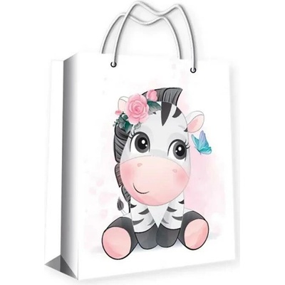 Anděl Dárková taška papírová s glitry Zebra L 32 x 26 cm