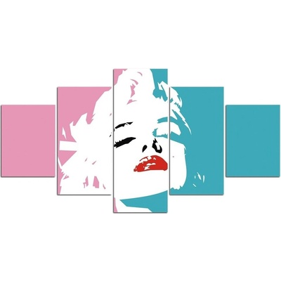 5 DÍLNÝ OBRAZ NA PLÁTNĚ - MARILYN MONROE V BARVĚ Napnutý obraz 20x35, 20x45, 20x55cm