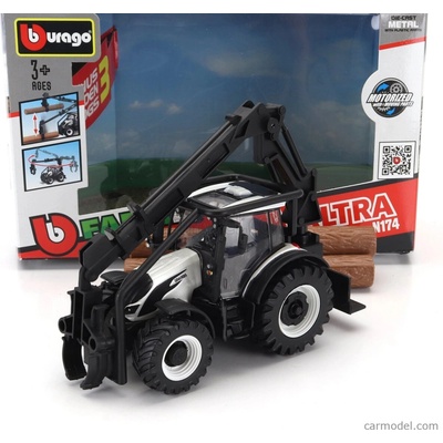 Bburago Valtra N174 Tractor Crane Loader 2017 Bílá Černá 1:50