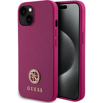 Guess PU 4G Strass Metal Logo iPhone 15 ružové