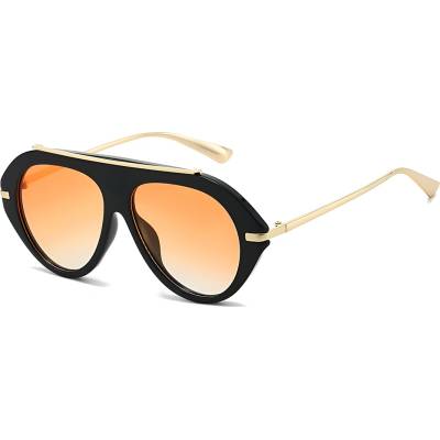 Techsuit Слънчеви очила Techsuit Premium Sunglasses (8092) - дамски, авиаторски, плосък връх - Черен / Оранжев