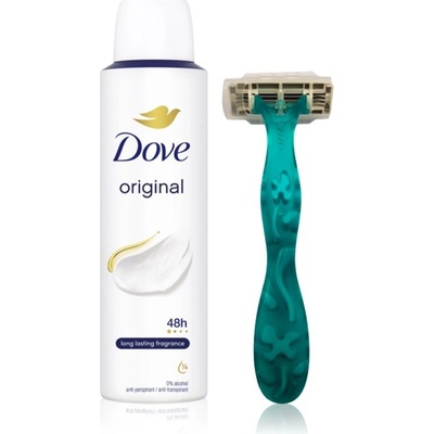 Dove Original Dove Original deodorační antiperspirant ve spreji 48h 150 ml + Razor holicí strojek 1 ks