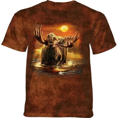 The Mountain pánske batikované tričko Moose River los hnedé