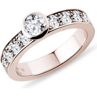 Klenota Luxusní diamantový prsten bezel v růžovém zlatě k0783014
