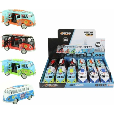 Teddies Autobus retro12 cmse zvukem se světlem na zpětné natažení4 barvy