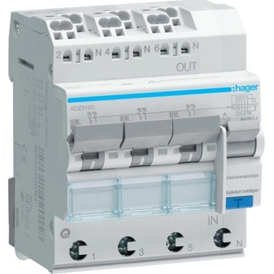 Hager ADZ316D 4P, 16 A, 30 mA, B, 6 kA