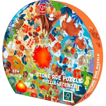 Hape Образователен пъзел за под, Hape, Каменна ера, 57.5 см, 100 части (H1638)