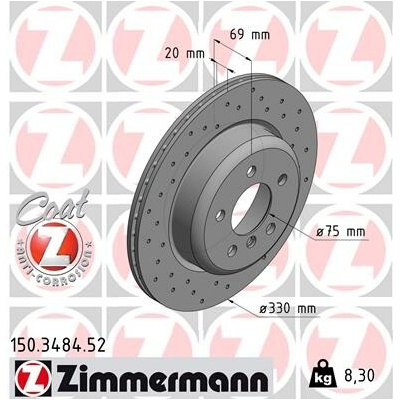 Brzdový kotúč ZIMMERMANN 150.3484.52 (150348452)