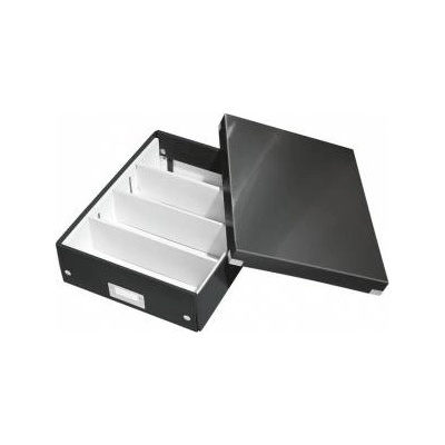 Leitz Кутия за съхранение Leitz WOW Click & Store Organizer, Ламиниран картон, Частично рециклирана, С капак, 28x10x37 см, Черен