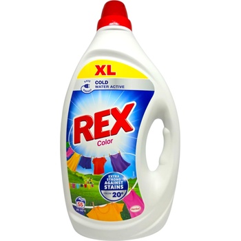 REX течен перилен препарат, 55 пранета, 2.475 литра, Цветно пране, Color