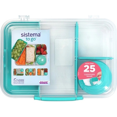 Sistema To Go Trojkomorová krabička s nádobou a miskou zelená 1,48 l