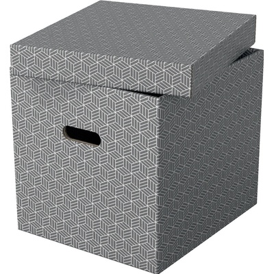 ESSELTE Krabice úložná Esselte - kostka / šedá / 365 x 320 x 315 mm / s otvory / 3 ks 179219