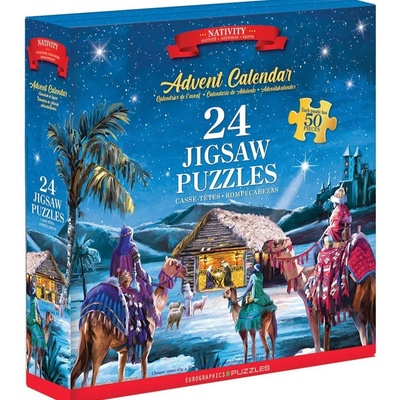 EUROGRAPHICS Puzzle Adventní kalendář: Narození Ježíška 24x50 dílků