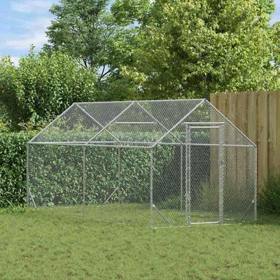 vidaXL Klec na kuřata 400 × 170 × 177 cm pozinkovaná ocel stříbrná 9799.42023410