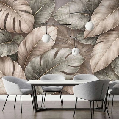 Art Gift Decor Фототапет с елегантни тропически листа в неутрални тонове