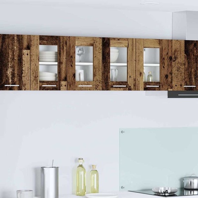 vidaXL Висящ шкаф 2 pcs Старо дърво 60 x 31 x 40 см Инженерно дърво (884223)