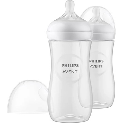 Philips Комплект 2 броя шишета за хранене Philips Natural Response - 330 ml, с биберон със сила на потока 4, 3 m+ (00A.0608.001)