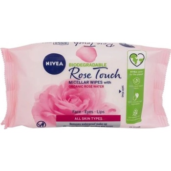 Nivea Rose Touch Micellar Wipes With Organic Rose Water мицеларни почистващи кърпички за лице 25 бр