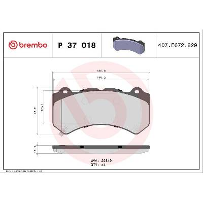 BREMBO Sada brzdových platničiek P37 018