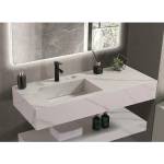 Inter Ceramic Мивка за баня PIETRA / ICL 12049/120W LEFT, стенен монтаж, кварц, бял, 120x50x18см (12049/120W LEFT)
