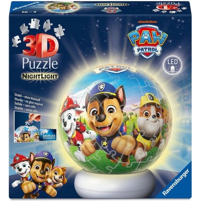 Ravensburger 3D пъзел Ravensburger от 72 части - Пес патрул (със светлина) (12008057)