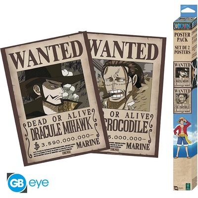 ONE PIECE - Set 2 Posters Chibi 52x38 - Wanted Mihawk & Crocodile