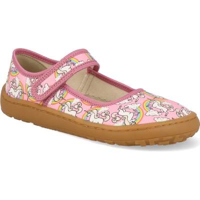 Canvas dievčenské plátené barefoot balerínky baletty white/pink