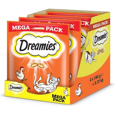 Dreamies Mega Pack 4x180g - лакомства за котки с вкусно пилешко месо