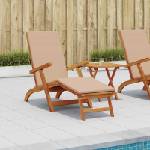 vidaXL Сгъваем и reclining шезлонг 2 бр. Солидно акациево дърво Таупе (3415405)