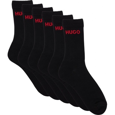Hugo Чорапи Hugo Men's Ribbed Logo 6-Pack Crew Socks - Black 001