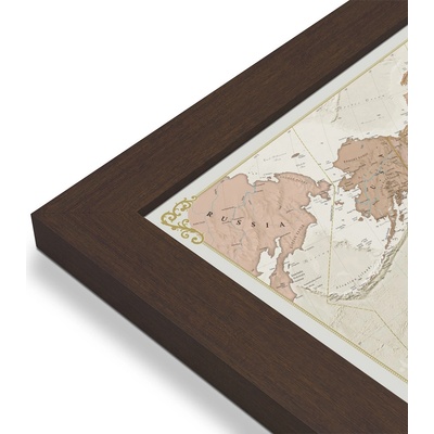 Maps International Svět - nástěnná mapa Antique 136 x 84 cm Varianta: mapa v dřevěném rámu, Provedení: Pegi skořice