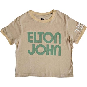Elton John Retro Text (Sleeve Print) Sand L Дамски Риза (EJCT25LS03)