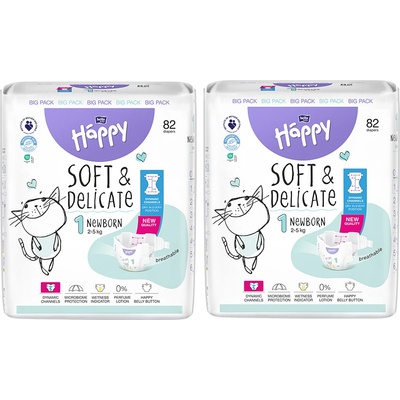 Bella Happy Soft & Delicate BigPack 1 2-5 kg 164 ks 2x 82 ks