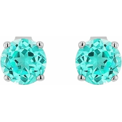 Eppi Zlaté náušnice s okrúhlym lab-grown paraiba turmalínom Eloa E47101