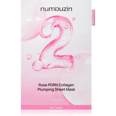 Numbuzin No. 2 Rose PDRN Collagen Plumping Sheet Mask хидратираща платнена маска за озаряване на лицето 5 бр