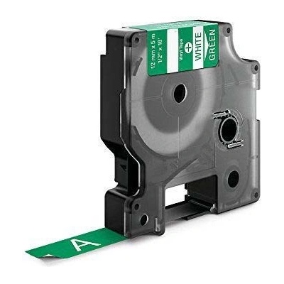 Compatible Съвместима лента с Dymo 1805414, 12mm x 5, 5m бял печат / зелен фон, винил (1805414)