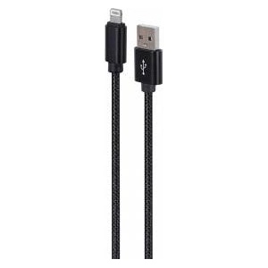 Gembird USB Cable - up to 8 pin textile braided metal plug 1.8m Black