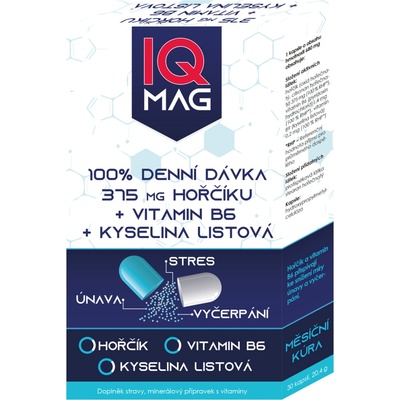 Naturprodukt IQ Mag hořčík 375 mg + B6 + kyselina listová 30 kapslí