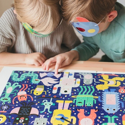 Petitcollage s 3D okuliarmi Príšerky 100 dielov