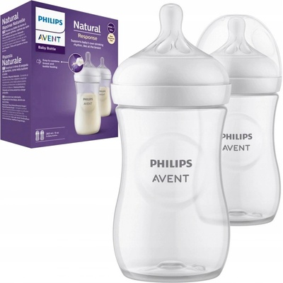 Avent flaša Natural Response priehľadná cumlík s ventilom AirFree 125 ml 1x2 ks