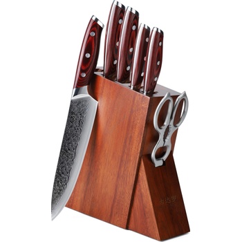 Gudaro - Комплект кухненски ножове KENSHO 7 части в блок от акация (GU0047)
