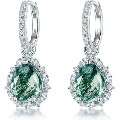 Grace Silver Jewellery Luxusní stříbrné náušnice Mechový Achát E-ER017872/209 stříbrná