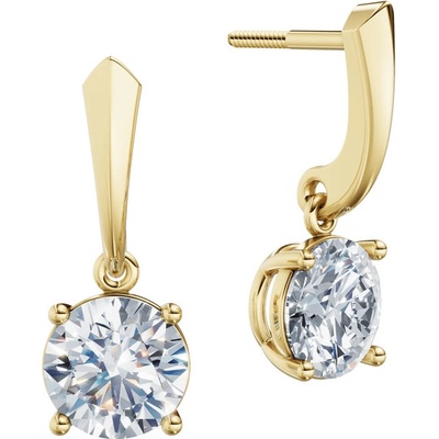 DF dámske náušnice 6421, žluté zlato s laboratorními diamanty o celkové váze 3.00 ct VS1/F