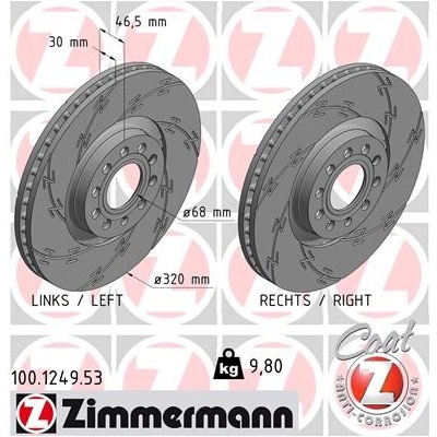 ZIMMERMANN Brzdový kotúč 100124953