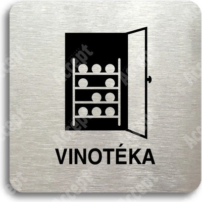 ACCEPT Piktogram vinotéka - stříbrná tabulka - černý tisk bez rámečku