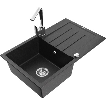 Mexen Bruno гранитна мивка с 1 отделение с отцедник и кухненски смесител Rita, (6513-73-670300-00)