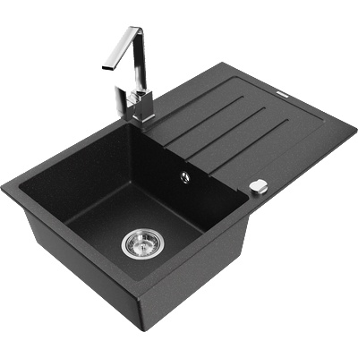 Mexen Bruno гранитна мивка с 1 отделение с отцедник и кухненски смесител Rita, (6513-73-670300-00)