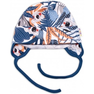 Baby Nellys Bavlněná čepička na zavazování Jungle granát/ecru