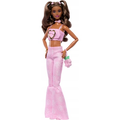 Barbie Deluxe Style Ružový denim Bábika Top, zvonové nohavice Hračka 4+ JJN71